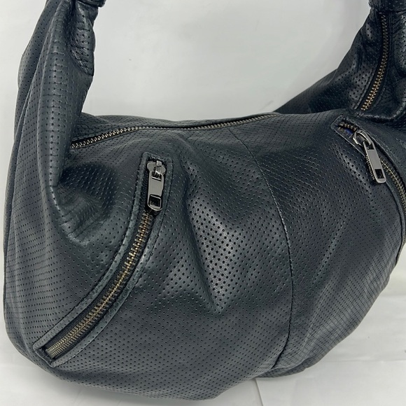 Rebecca Minkoff Perforated Leather Large Hobo Zip Top Shoulder Bag - Picture 4 of 16